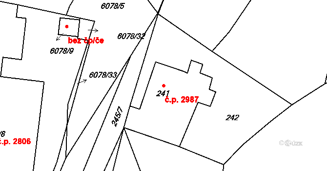 Helenín 2987, Jihlava na parcele st. 241 v KÚ Helenín, Katastrální mapa