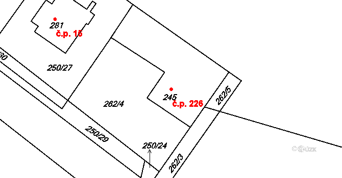 Černuc 226 na parcele st. 245 v KÚ Černuc, Katastrální mapa