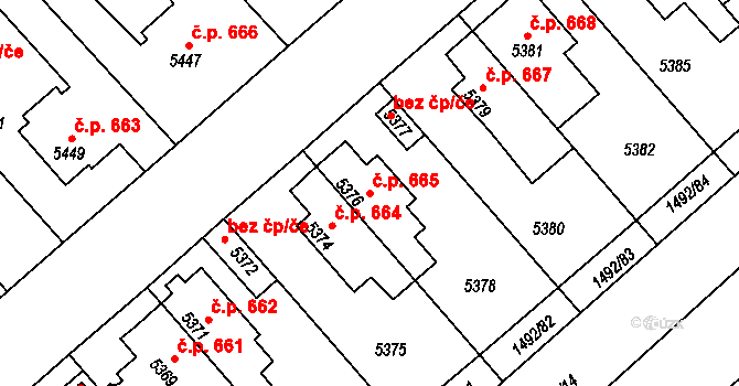 Kročehlavy 665, Kladno na parcele st. 5376 v KÚ Kročehlavy, Katastrální mapa