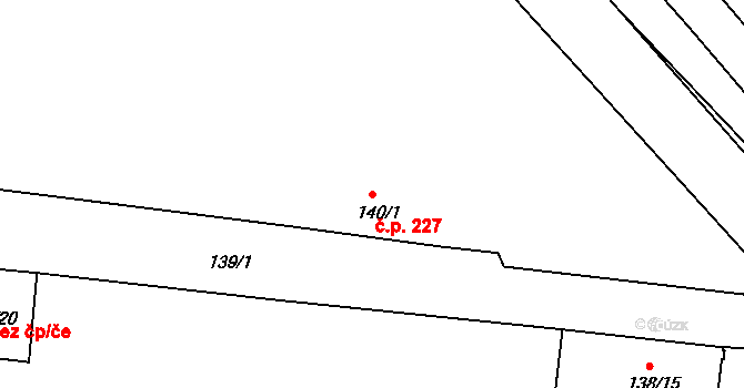 Třeboň II 227, Třeboň na parcele st. 140/1 v KÚ Třeboň, Katastrální mapa