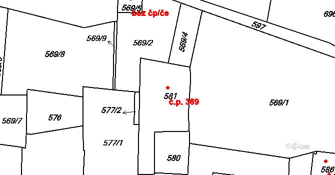Děčín IV-Podmokly 369, Děčín na parcele st. 581 v KÚ Podmokly, Katastrální mapa
