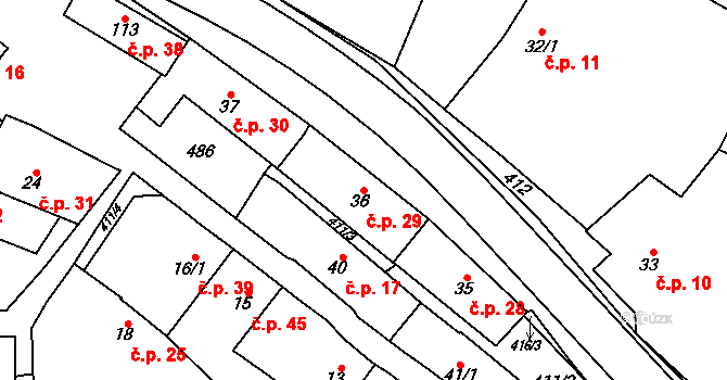 Sobáčov 29, Mladeč na parcele st. 36 v KÚ Sobáčov, Katastrální mapa