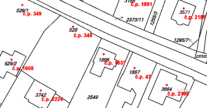 Hořice 1537 na parcele st. 1896 v KÚ Hořice v Podkrkonoší, Katastrální mapa