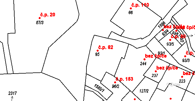 Lnáře 82 na parcele st. 95 v KÚ Lnáře, Katastrální mapa