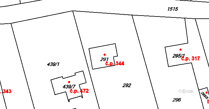Záblatí 344, Bohumín na parcele st. 291 v KÚ Záblatí u Bohumína, Katastrální mapa