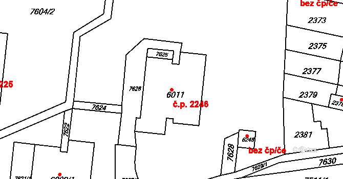 Líšeň 2246, Brno na parcele st. 6011 v KÚ Líšeň, Katastrální mapa
