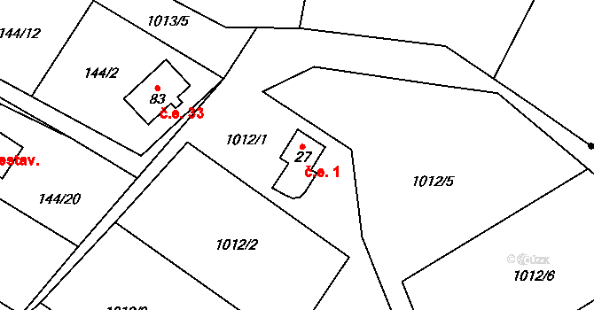 Čeraz 1, Vesce na parcele st. 27 v KÚ Čeraz, Katastrální mapa