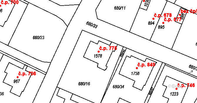 Hostinné 778 na parcele st. 1578 v KÚ Hostinné, Katastrální mapa