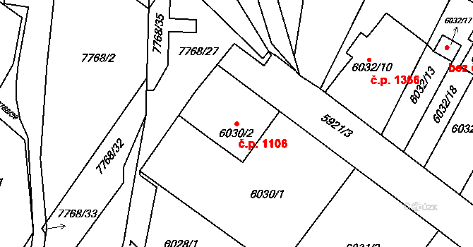 Frýdek 1106, Frýdek-Místek na parcele st. 6030/2 v KÚ Frýdek, Katastrální mapa