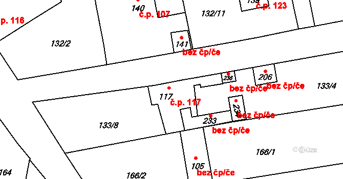 Krchleby 117, Staňkov na parcele st. 117 v KÚ Krchleby u Staňkova, Katastrální mapa