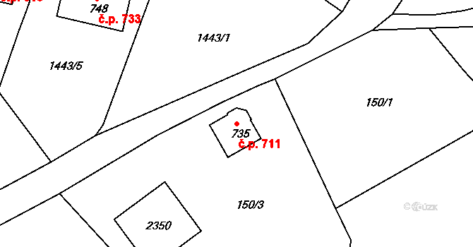 Bublava 711 na parcele st. 735 v KÚ Bublava, Katastrální mapa