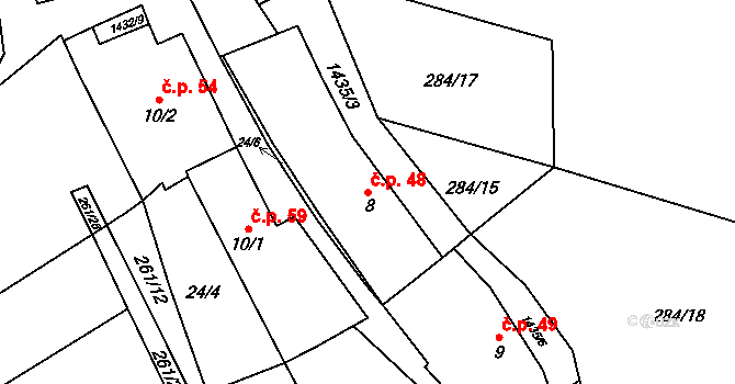 Markvarec 48, Český Rudolec na parcele st. 8 v KÚ Markvarec, Katastrální mapa