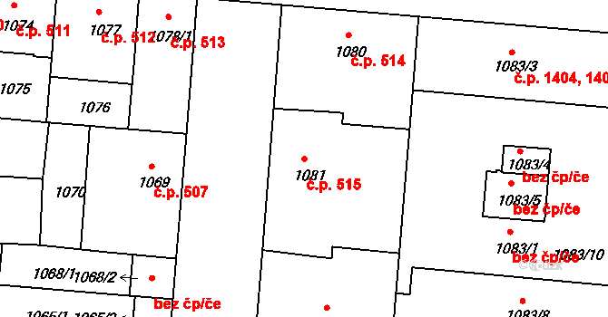 České Budějovice 6 515, České Budějovice na parcele st. 1081 v KÚ České Budějovice 6, Katastrální mapa