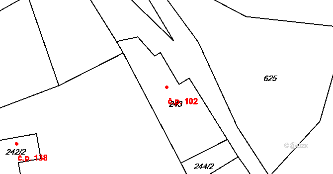 Dobranov 102, Česká Lípa na parcele st. 243 v KÚ Dobranov, Katastrální mapa