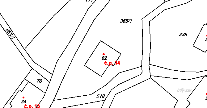 Dolní Albeřice 14, Horní Maršov na parcele st. 82 v KÚ Dolní Albeřice, Katastrální mapa