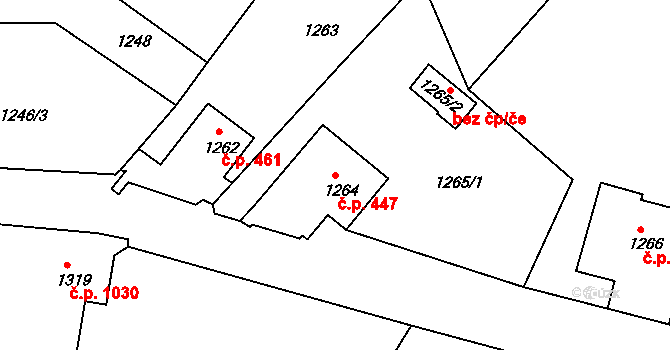 Rumburk 1 447, Rumburk na parcele st. 1264 v KÚ Rumburk, Katastrální mapa