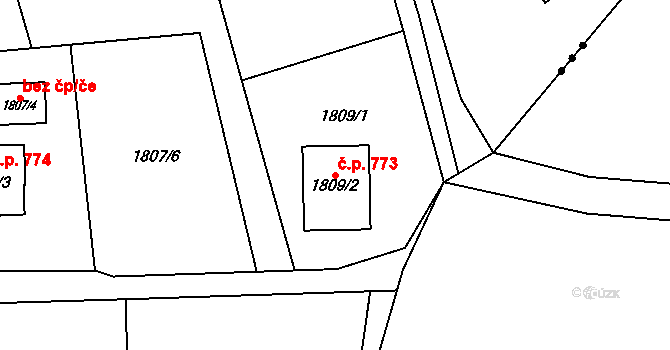 Bludovice 773, Havířov na parcele st. 1809/2 v KÚ Bludovice, Katastrální mapa