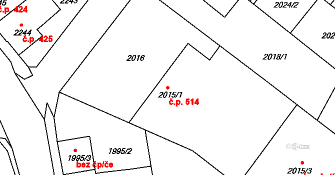 Jindřichův Hradec II 514, Jindřichův Hradec na parcele st. 2015/1 v KÚ Jindřichův Hradec, Katastrální mapa