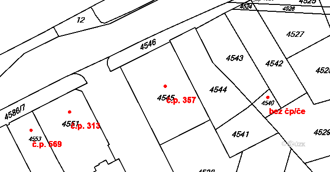 Město 357, Orlová na parcele st. 4545 v KÚ Orlová, Katastrální mapa
