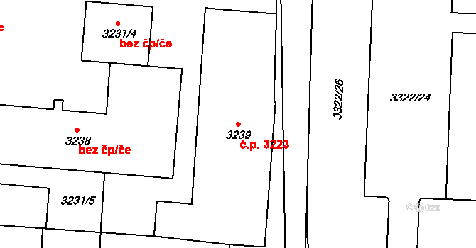 Česká Lípa 3223 na parcele st. 3239 v KÚ Česká Lípa, Katastrální mapa