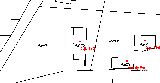 Chvalíkovice 172 na parcele st. 426/5 v KÚ Chvalíkovice, Katastrální mapa