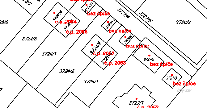 Kouty 2063, Kravaře na parcele st. 3725/4 v KÚ Kravaře ve Slezsku, Katastrální mapa