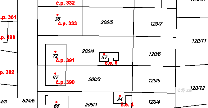 Doubravice nad Svitavou 6 na parcele st. 57 v KÚ Klemov, Katastrální mapa