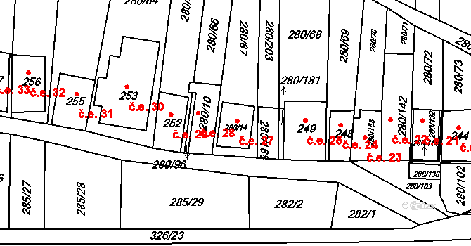 Nový Šaldorf 27, Nový Šaldorf-Sedlešovice na parcele st. 280/14 v KÚ Nový Šaldorf, Katastrální mapa