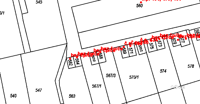 Velké Opatovice 38309092 na parcele st. 566 v KÚ Velké Opatovice, Katastrální mapa