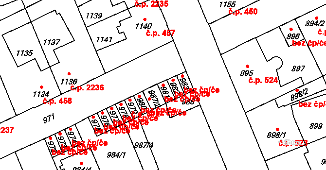 Kladno 38587092 na parcele st. 981 v KÚ Kročehlavy, Katastrální mapa