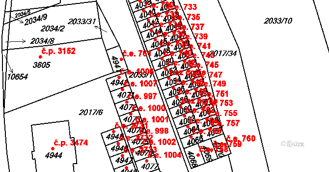 Hodonín 38900092 na parcele st. 4054 v KÚ Hodonín, Katastrální mapa