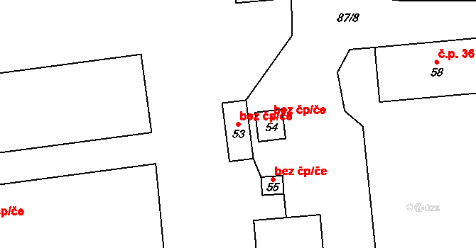 Třebívlice 41398092 na parcele st. 53 v KÚ Šepetely, Katastrální mapa