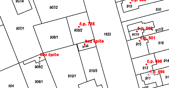 Hronov 41601092 na parcele st. 910/2 v KÚ Hronov, Katastrální mapa