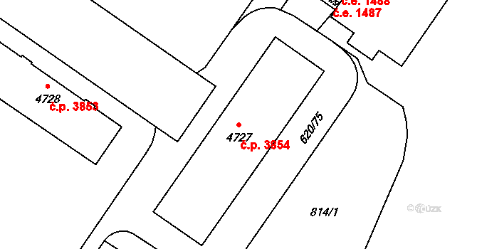 Zlín 3854 na parcele st. 4727 v KÚ Zlín, Katastrální mapa