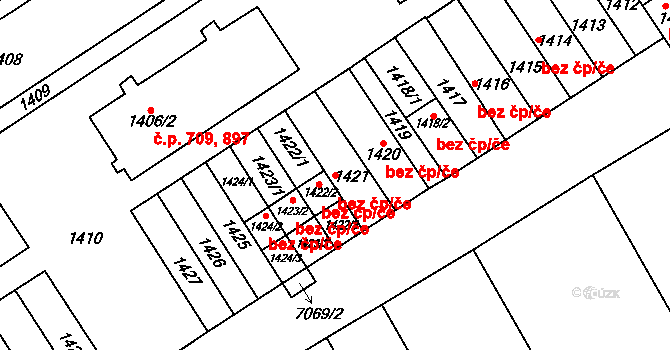 Pohořelice 42955092 na parcele st. 1421 v KÚ Pohořelice nad Jihlavou, Katastrální mapa