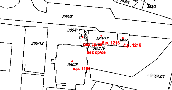 Brumov-Bylnice 43082092 na parcele st. 360/18 v KÚ Brumov, Katastrální mapa