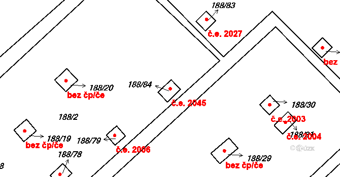 Sobědruhy 2045, Teplice na parcele st. 188/84 v KÚ Sobědruhy, Katastrální mapa