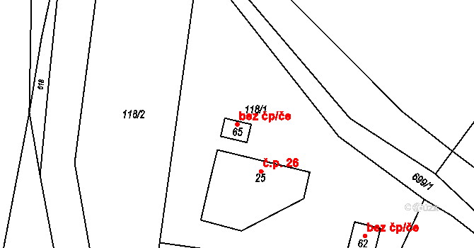 Petrovice 54162092 na parcele st. 65 v KÚ Skoupý, Katastrální mapa