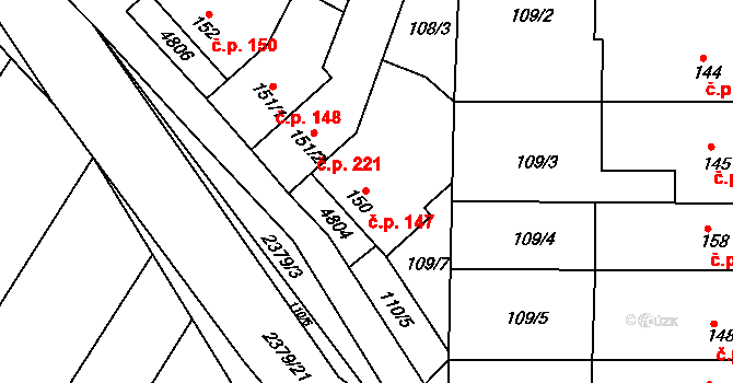 Drnovice 147 na parcele st. 150 v KÚ Drnovice, Katastrální mapa