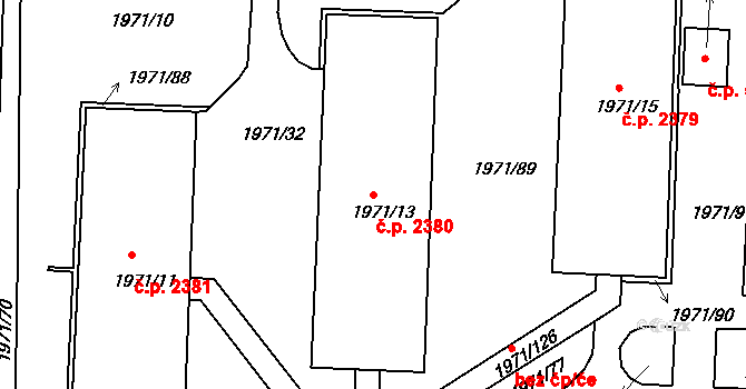 Louny 2380 na parcele st. 1971/13 v KÚ Louny, Katastrální mapa