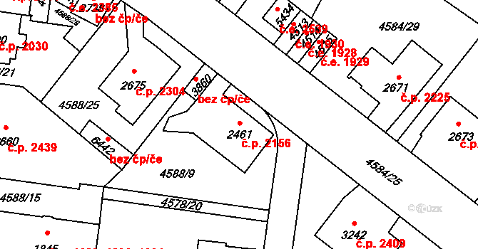 Žatec 2156 na parcele st. 2461 v KÚ Žatec, Katastrální mapa