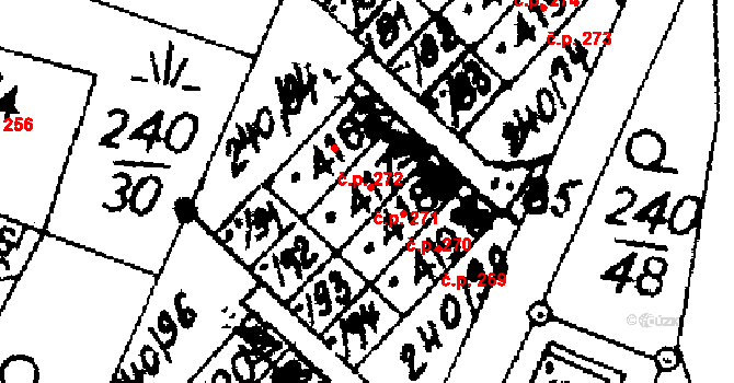Potštejn 271 na parcele st. 417 v KÚ Potštejn, Katastrální mapa