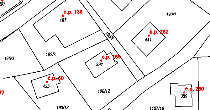 Prostřední Lánov 169, Lánov na parcele st. 392 v KÚ Prostřední Lánov, Katastrální mapa
