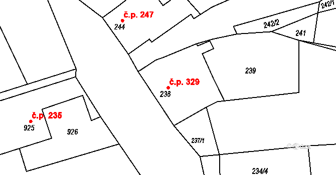Borkovany 329 na parcele st. 238 v KÚ Borkovany, Katastrální mapa