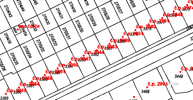 Kroměříž 2983 na parcele st. 3382 v KÚ Kroměříž, Katastrální mapa