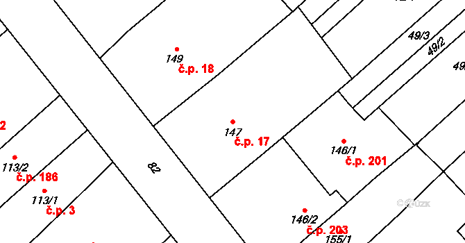 Přerov VIII-Henčlov 17, Přerov na parcele st. 147 v KÚ Henčlov, Katastrální mapa