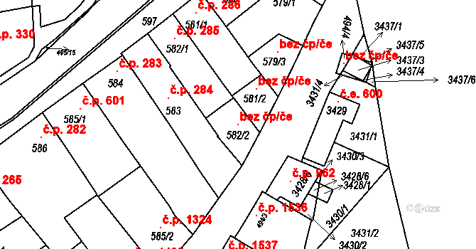 Hustopeče 120422093 na parcele st. 582/2 v KÚ Hustopeče u Brna, Katastrální mapa