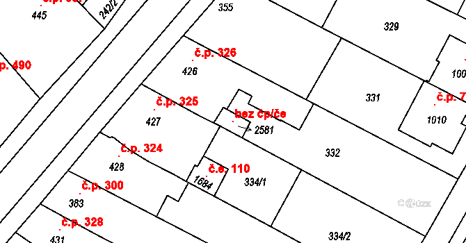 Uherské Hradiště 121498093 na parcele st. 2581 v KÚ Mařatice, Katastrální mapa