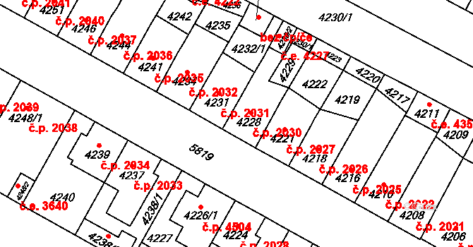 Jihlava 2030 na parcele st. 4228 v KÚ Jihlava, Katastrální mapa