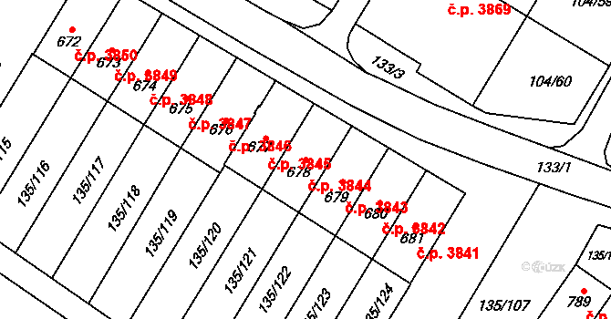 Jihlava 3844 na parcele st. 678 v KÚ Bedřichov u Jihlavy, Katastrální mapa